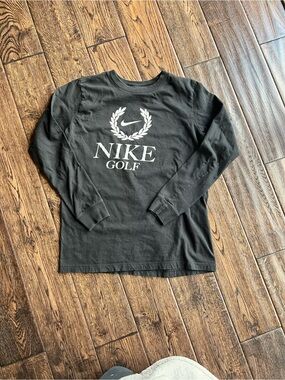 Boys Nike Golf Black Long Sleeve Logo Tee